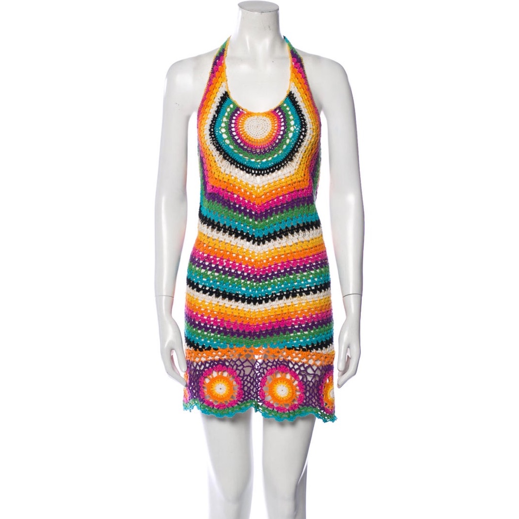 rat and boa red crochet dress & | Dresses | Rat Boa Inferno Rainbow Mini Festival Halter Rare Size Up For This Designer:8 Next and integral to our Festive Red Mini Dress Christmas dresses